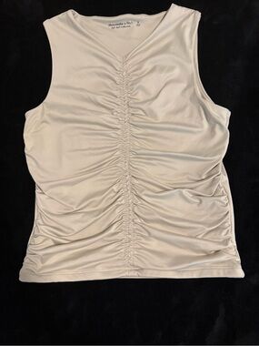 Abercrombie & Fitch Beige Center-Ruched Sleeveless Tank